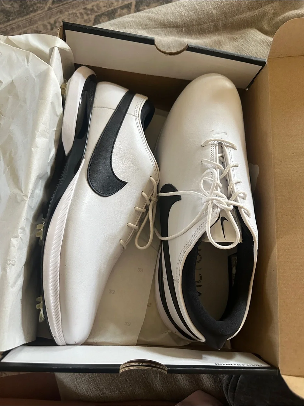Nike White and Black Golf Sneakers